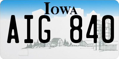 IA license plate AIG840