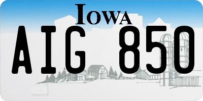 IA license plate AIG850