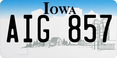 IA license plate AIG857