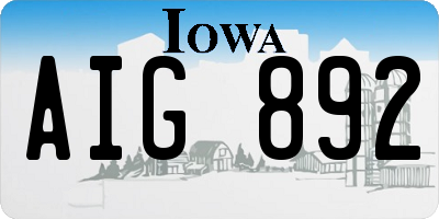 IA license plate AIG892