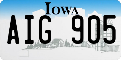 IA license plate AIG905