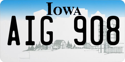 IA license plate AIG908