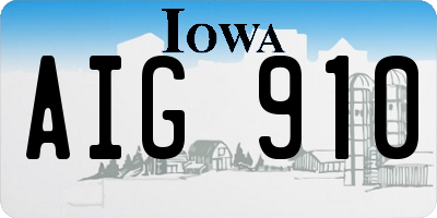 IA license plate AIG910