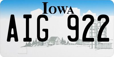 IA license plate AIG922