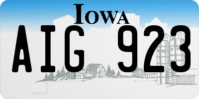 IA license plate AIG923