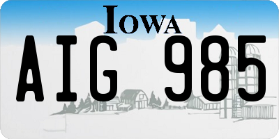 IA license plate AIG985