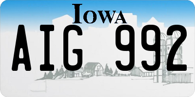 IA license plate AIG992