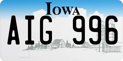 IA license plate AIG996