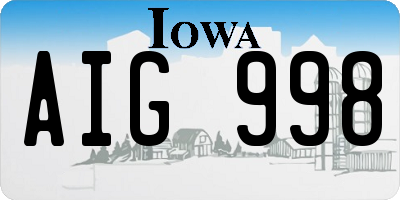 IA license plate AIG998