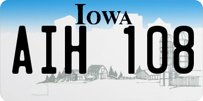 IA license plate AIH108