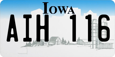 IA license plate AIH116