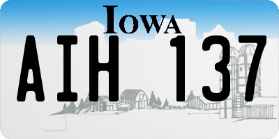 IA license plate AIH137