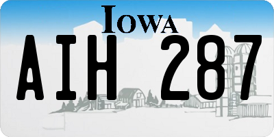 IA license plate AIH287