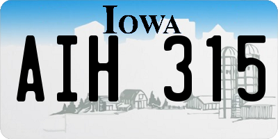 IA license plate AIH315