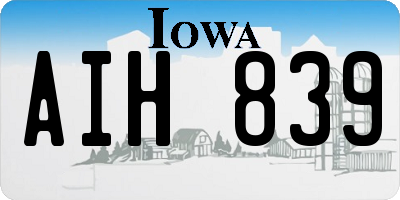IA license plate AIH839