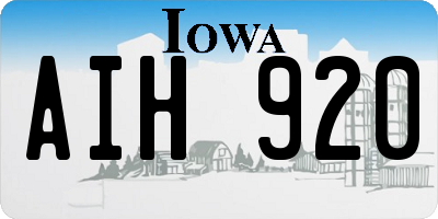 IA license plate AIH920