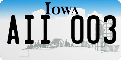 IA license plate AII003
