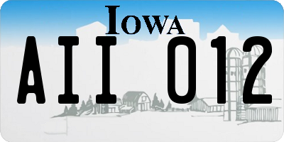 IA license plate AII012