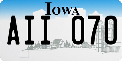 IA license plate AII070