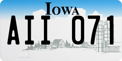 IA license plate AII071