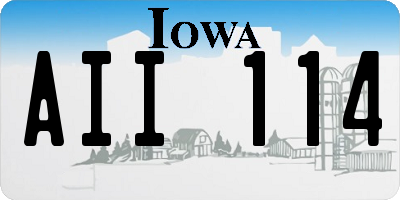 IA license plate AII114