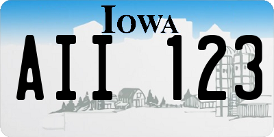 IA license plate AII123