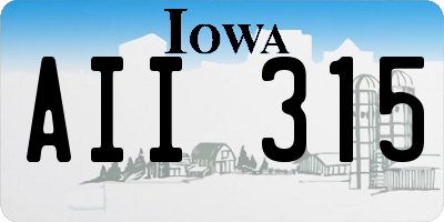 IA license plate AII315