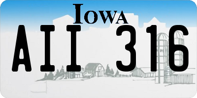 IA license plate AII316