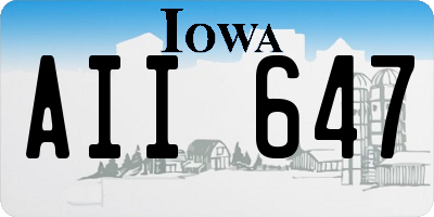 IA license plate AII647