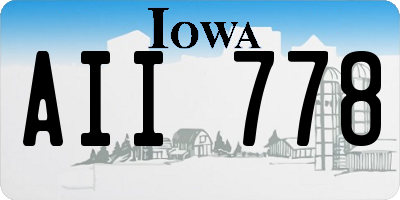 IA license plate AII778