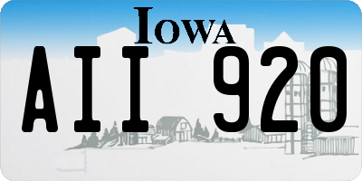 IA license plate AII920