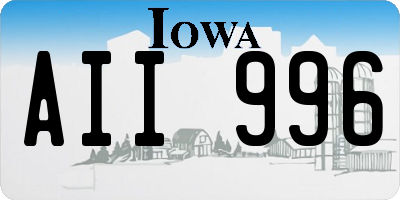 IA license plate AII996