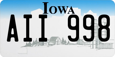 IA license plate AII998