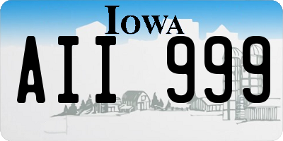 IA license plate AII999