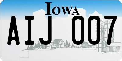 IA license plate AIJ007