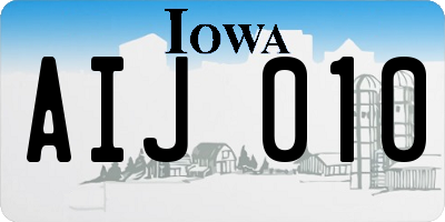 IA license plate AIJ010