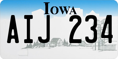 IA license plate AIJ234