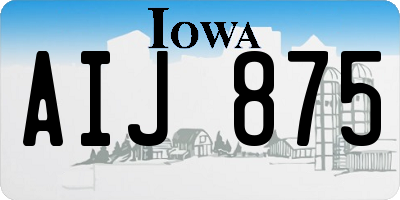 IA license plate AIJ875