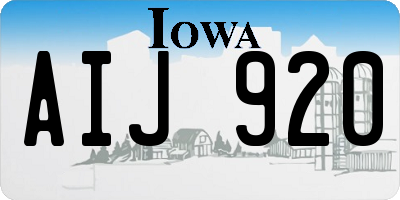 IA license plate AIJ920