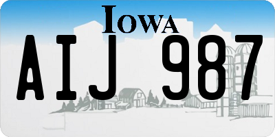 IA license plate AIJ987