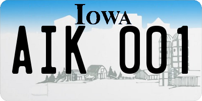 IA license plate AIK001