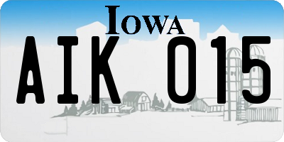 IA license plate AIK015