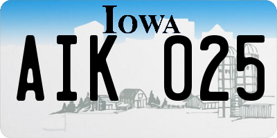 IA license plate AIK025