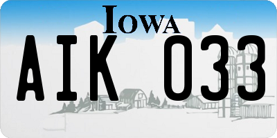 IA license plate AIK033