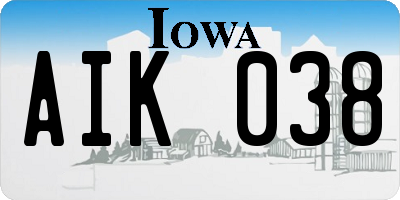 IA license plate AIK038