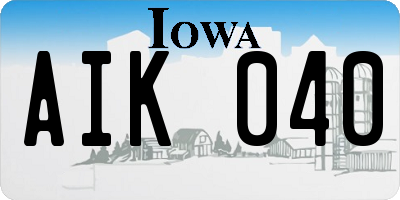 IA license plate AIK040
