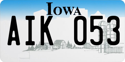 IA license plate AIK053