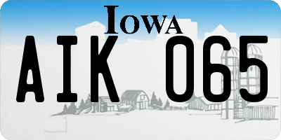 IA license plate AIK065