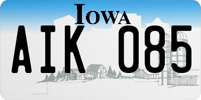 IA license plate AIK085