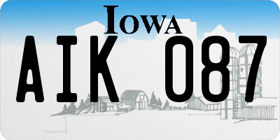 IA license plate AIK087